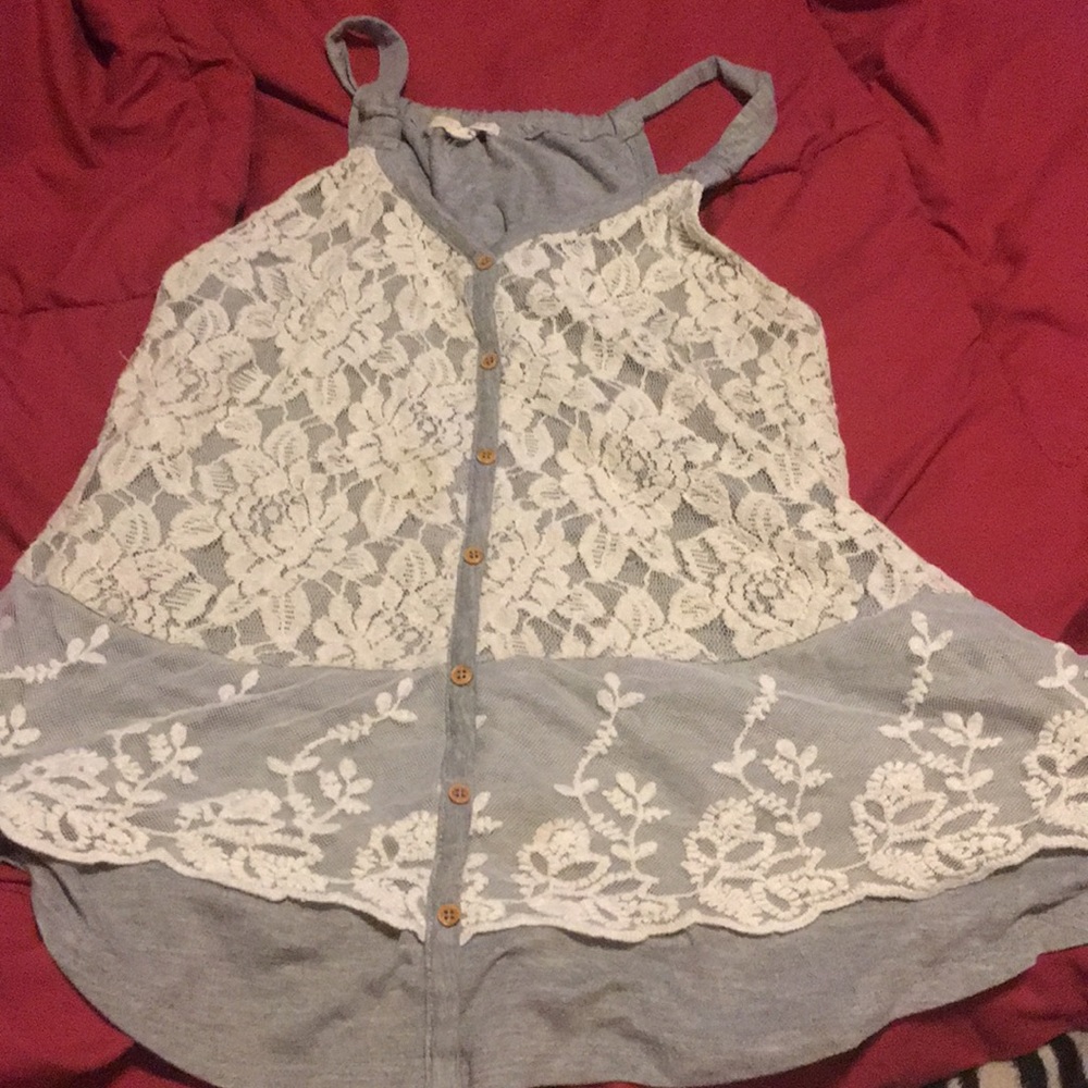 Grey lace Tank Top